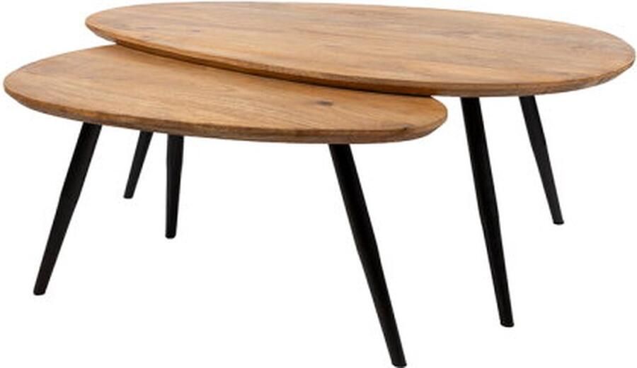 MySons Salontafel Kassel organisch set van 2 Mangohout 2 5 cm dik Naturel