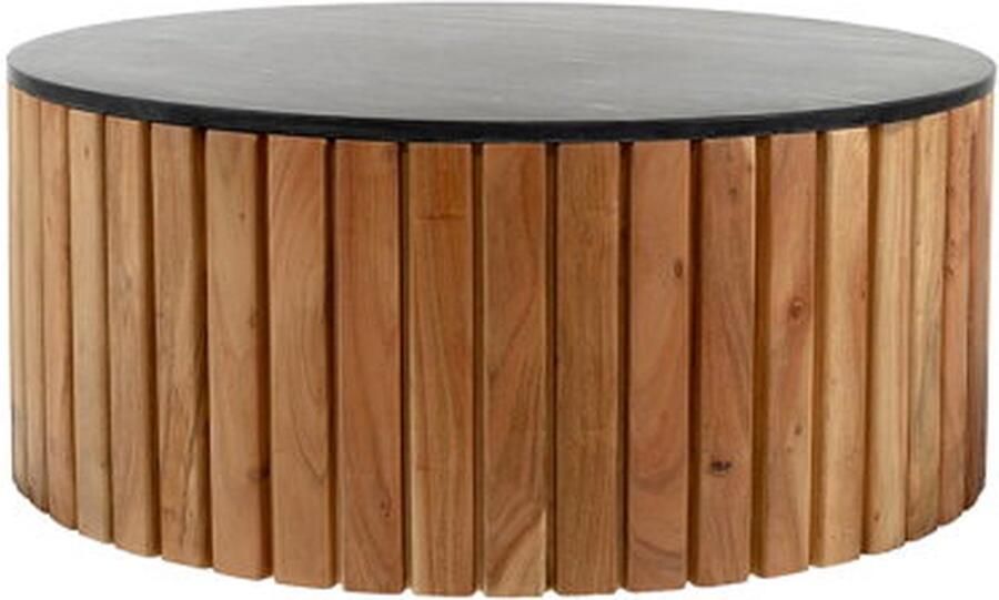 MySons Salontafel marmer Black Ø90 H40 Acacia Natural Zanzibar Collection