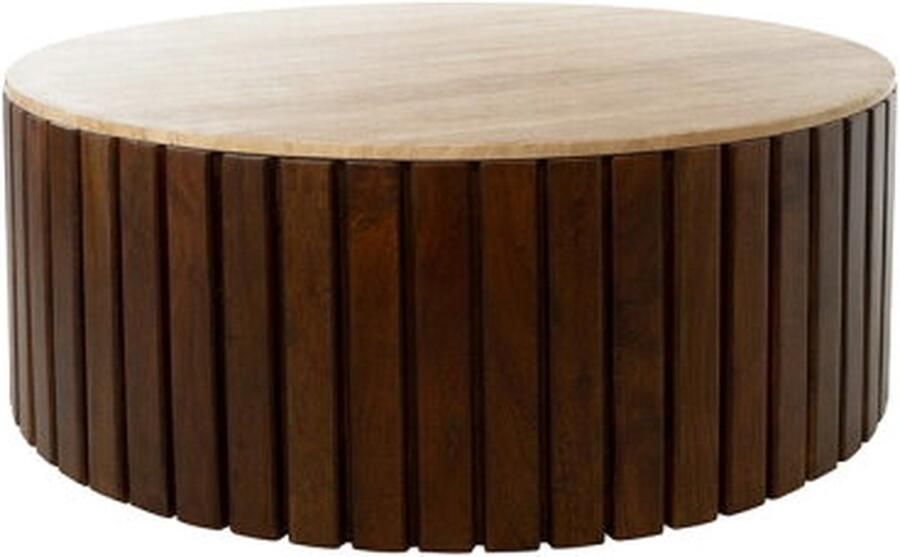 MySons Salontafel marmer Travertin Ø90 H40 Dark Walnut Tanzania Collection