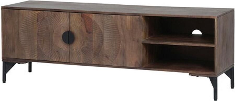 MySons TV dressoir 160 met 2 deuren en 2 open vakken Mango Brown Walnut Nippon Collection