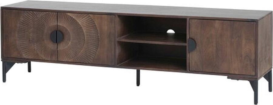 MySons TV dressoir 190 met 3 deuren en 2 open vakken Mango Brown Walnut Nippon Collection