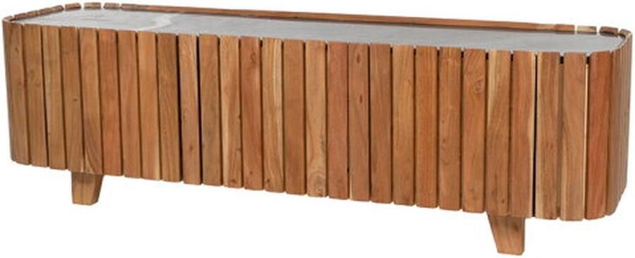 MySons TV dressoir marmer Black 150 met 3 deuren Acacia Natural Zanzibar Collection