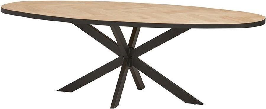 MySons Nijwie Lugano Eetkamertafel 220x110 met metaalrand en spinpoot