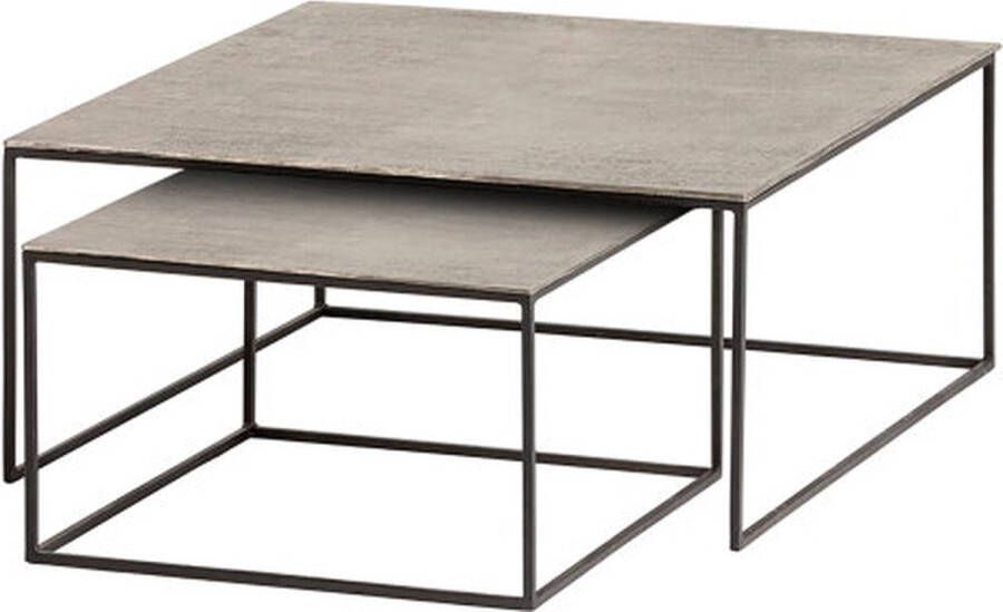 Nijwie Zandvoort salontafel set van 2 Nickel antique