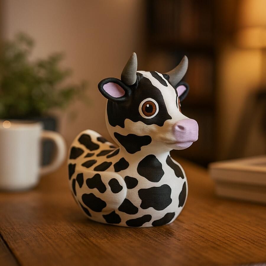 N&M Development Klein Cow Eend 3D Geprint Beeldje – Grappige Boerderij Dieren Bureau Decoratie Schattig Sierornament voor op de Plank