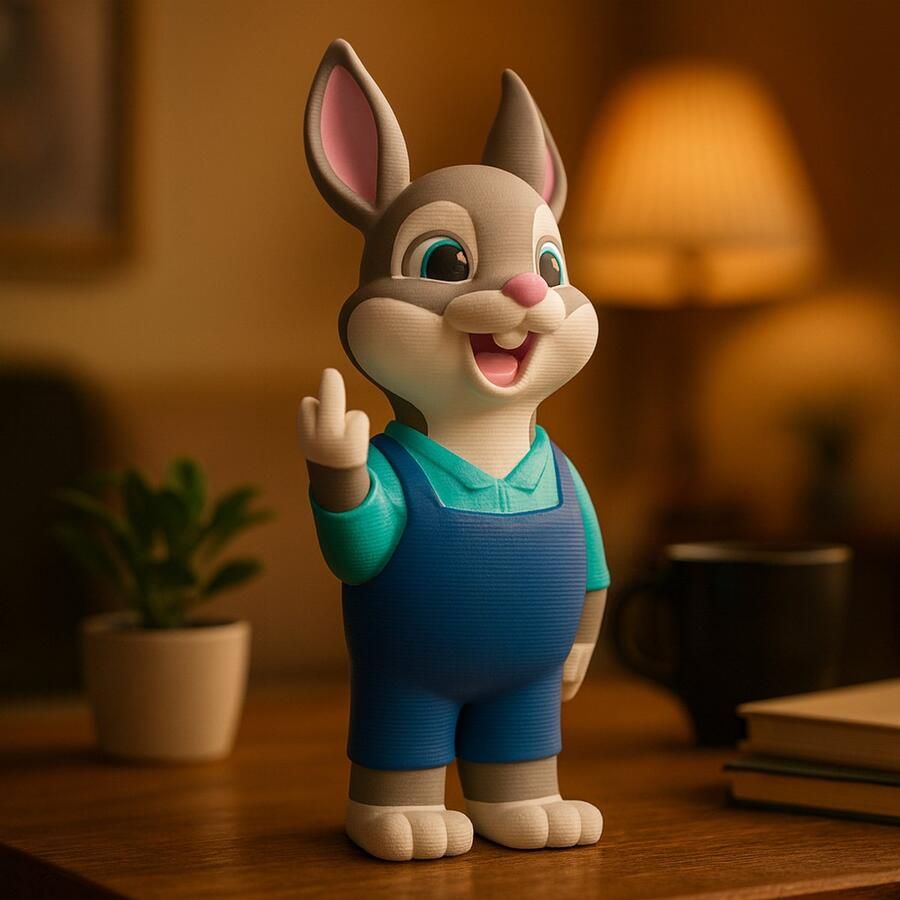 N&M Development Klein Middelvinger Konijn – Hilarische 3D-geprinte mini-standbeeld – Grappige bureau decoratie uniek cadeau voor vrienden vrijgezellenfeesten of huisdecoratie