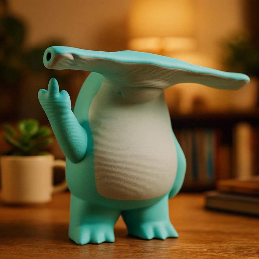 N&M Development Groot Hilarisch Middelvinger Krokodil Beeldje – Grappige Bureau Decoratie & Uniek Cadeau voor Verjaardagen Kantoren of Thuisruimtes 3D-geprint figuurtje