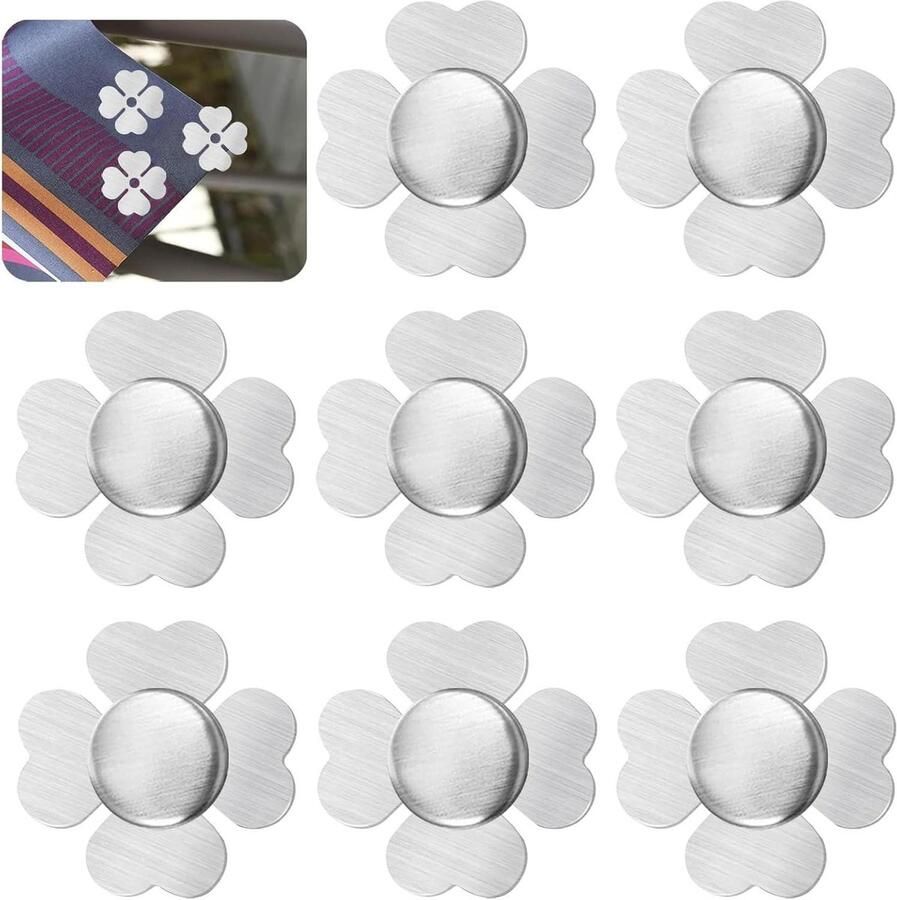 #N 8 stuks roestvrijstalen tafelkleedgewichten magnetische tafelkleedklemmen ca. 55 g stuk voor binnen en buiten klavertje