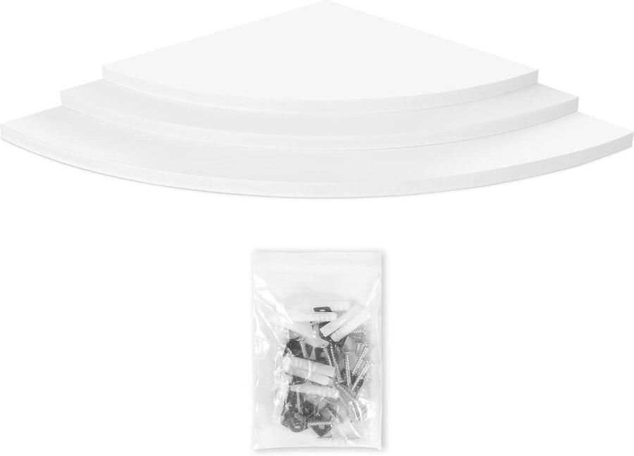 #N Zwevend Houten Wandrek voor Hoekopslag Set van 3 Voor Kantoor Huis Badkamer