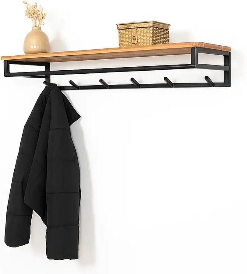 Naamloos Kapstok Custom B 100 cm H 17 cm acacia zwart