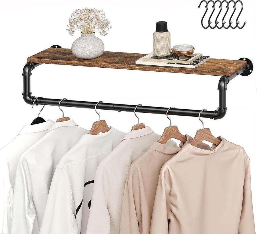 Naamloos Kapstok Dylan Steigerbuis Industriele kapstok breedte 83 5 cm bruin zwart