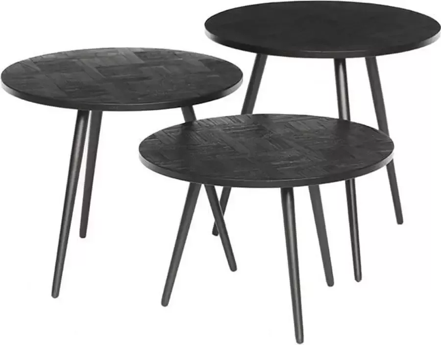 NADUVI Collection Set van 3 salontafels Delano teakhout rond