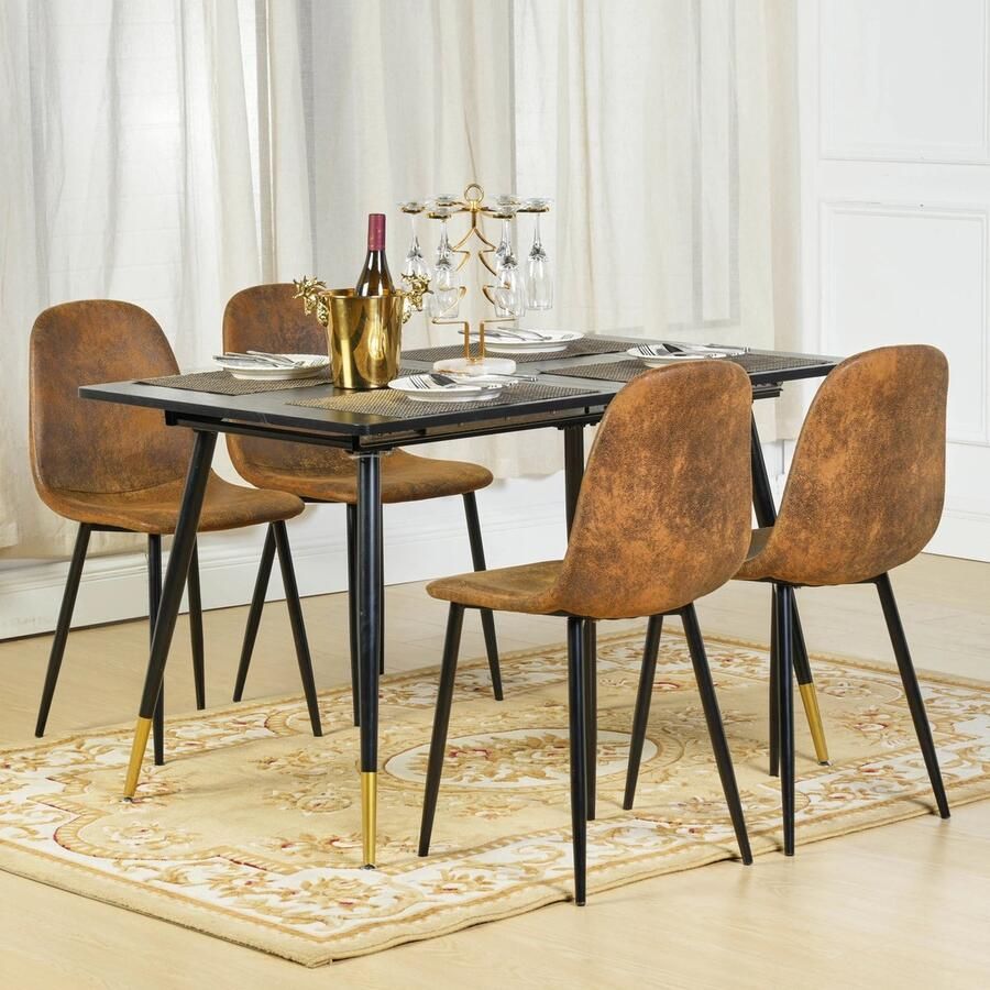 Naiz Eettafel stoelen Set van 4 stuks Bruin Industriële look