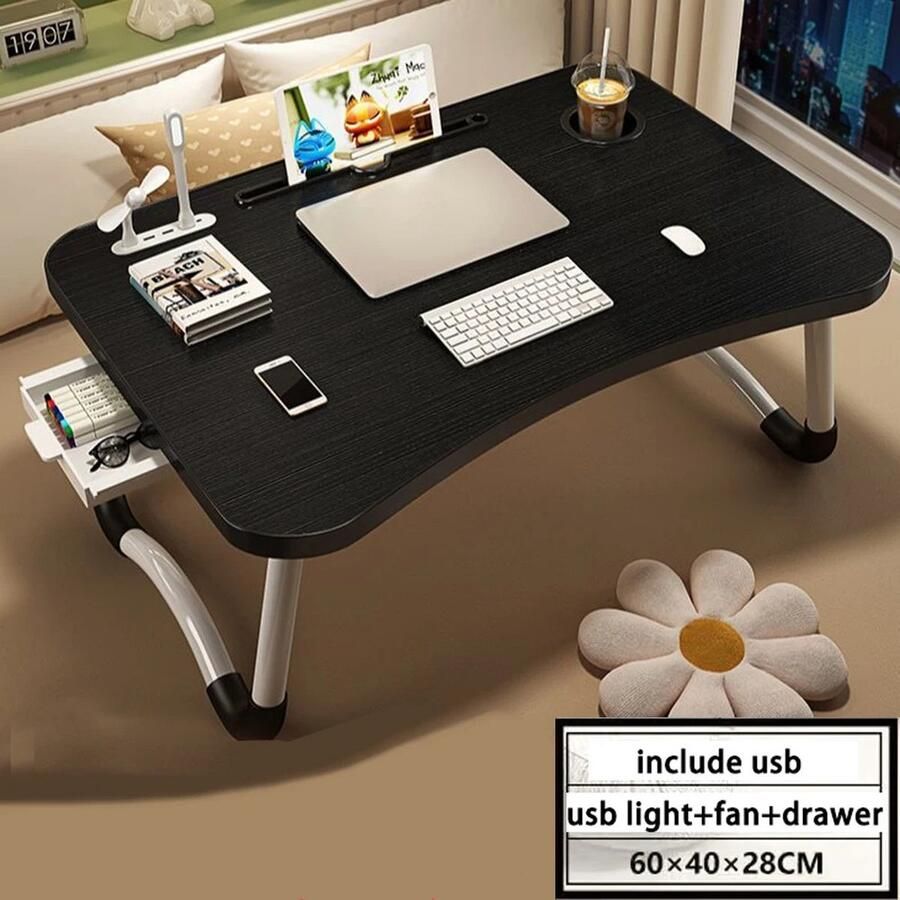 Naiz Opvouwbare laptop tafel Zwart Verstelbaar Ontbijt op bed tafel