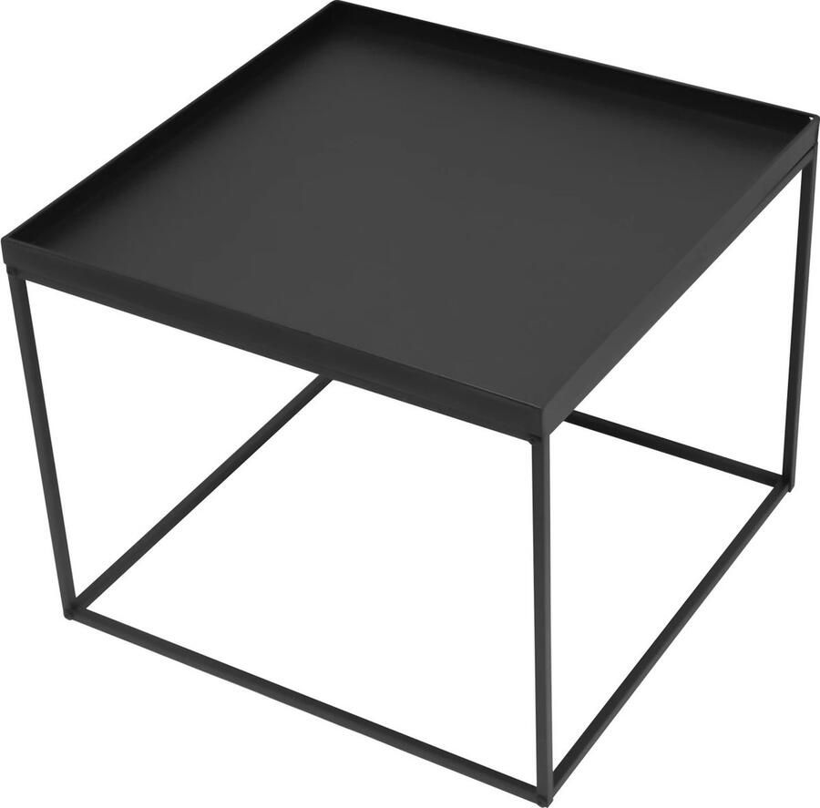 Naiz Salontafel Bijzettafel Vierkant Zwart Metaal 61 x 61 x47 cm