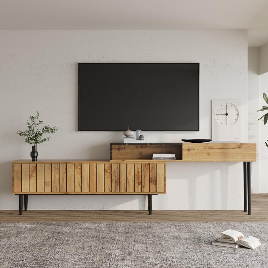 Naiz Tv meubel Moderne stijl Hout met marmer 129 x 30 x 58 cm
