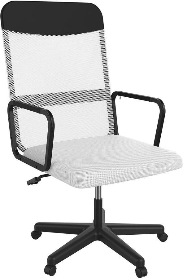 NAIZY Bureaustoel Ergonomische bureaustoel In hoogte verstelbare bureaustoel 360° draaibare stoel Computerstoel met ademend mesh PC-stoel wit