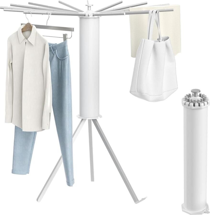 NAIZY kledingrek kledinghanger met 16 droogstangen opvouwbaar toren kledingrek 3-poots droogrek rekbaar kleding droogrek ideaal voor balkon binnen buiten (aluminium)