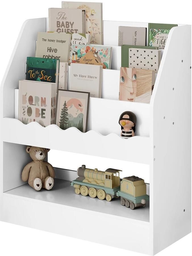 Nami NÁMI Boekenkast Opbergplank Montessori Kinderkamer Boekenrek Kinderboekenkast 70x80x30cm Hout Wit
