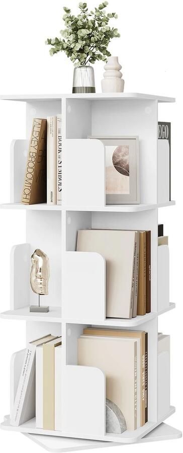 Nami NÁMI Roterende Boekenkast Draaiende Kast Rond Hout Displayrek voor Kantoor of Thuis 360 graden 3 lagen