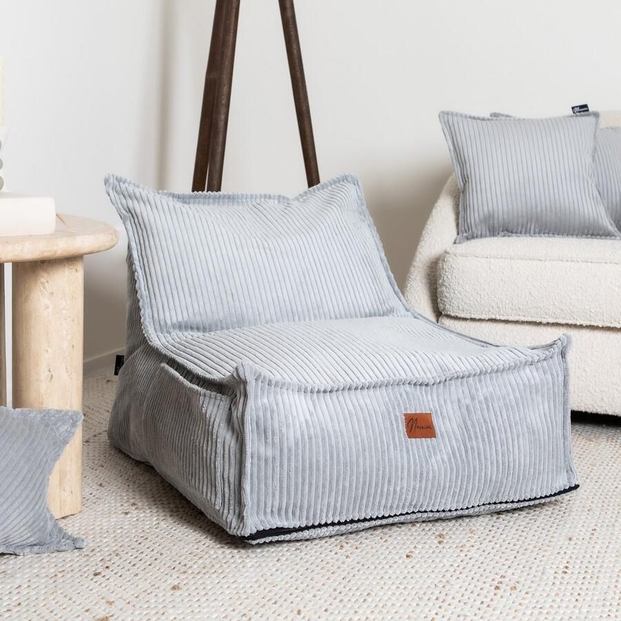 Namini Kinderzitzak Zitzak voor Kinderen Beanbag Stoel Gevuld Vloeistofafstotend Afneembare & Uitwasbare hoes Zijvak + Handgreep Handgemaakt Dubbele Ritssluiting Grijs 60x70xcm