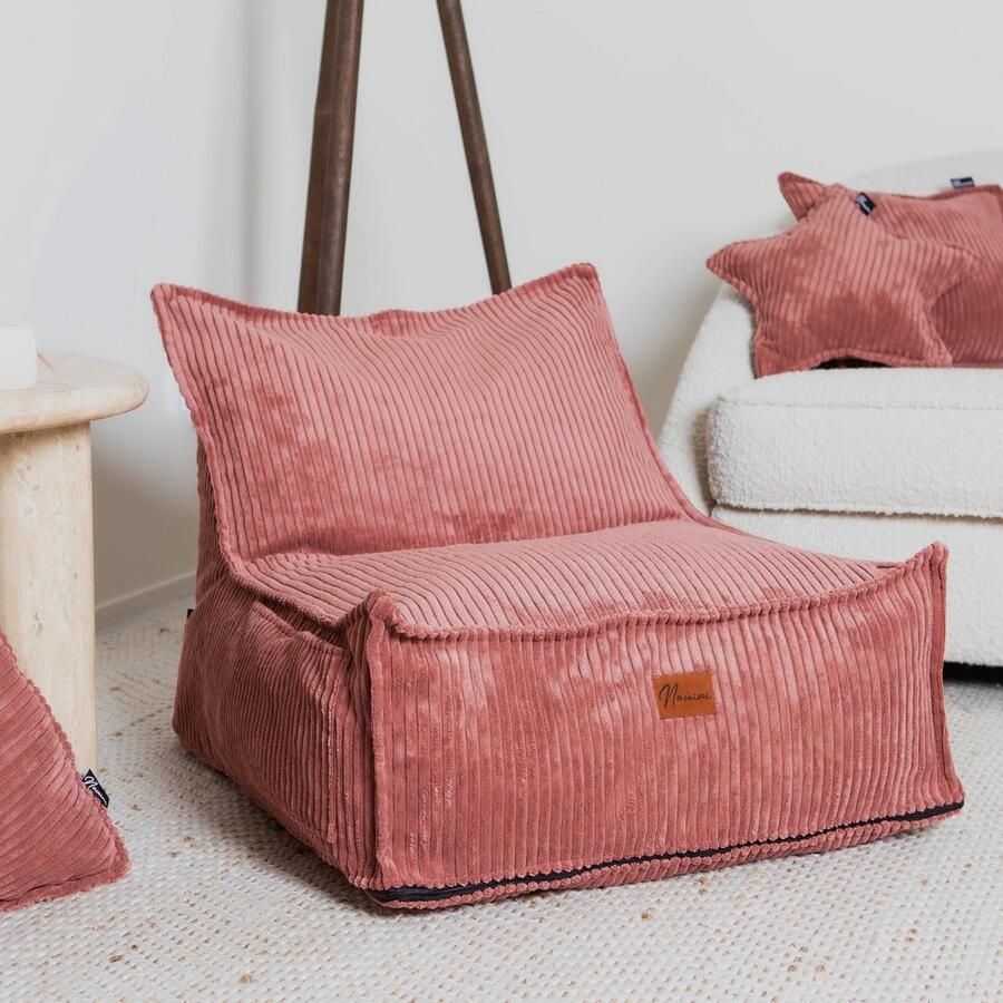 Namini Kinderzitzak Zitzak voor Kinderen Beanbag Stoel Gevuld Vloeistofafstotend Afneembare & Uitwasbare hoes Zijvak + Handgreep Handgemaakt Dubbele Ritssluiting Pink 60x70xcm