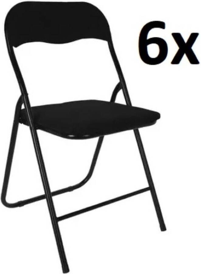 Home & Styling Klapstoel met kunstleer zitting zwart 40 x 38 x 88 cm metaal Klapstoelen - Foto 2