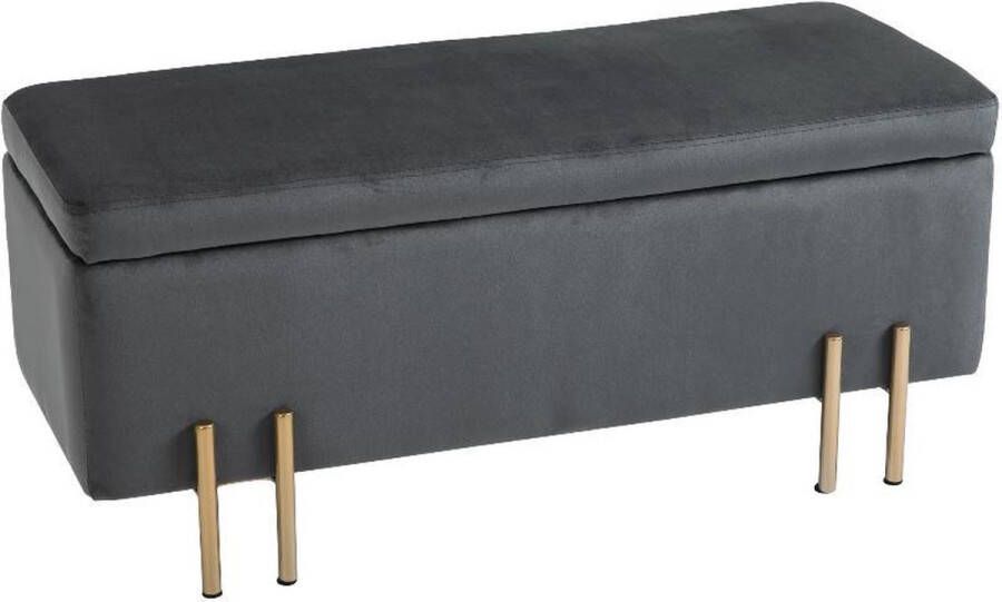 Nancy's Allendale Hocker Voetenbank Kruk Opbergruimte Gestoffeerd Donkergrijs Ijzer 100 x 40 x 42 cm