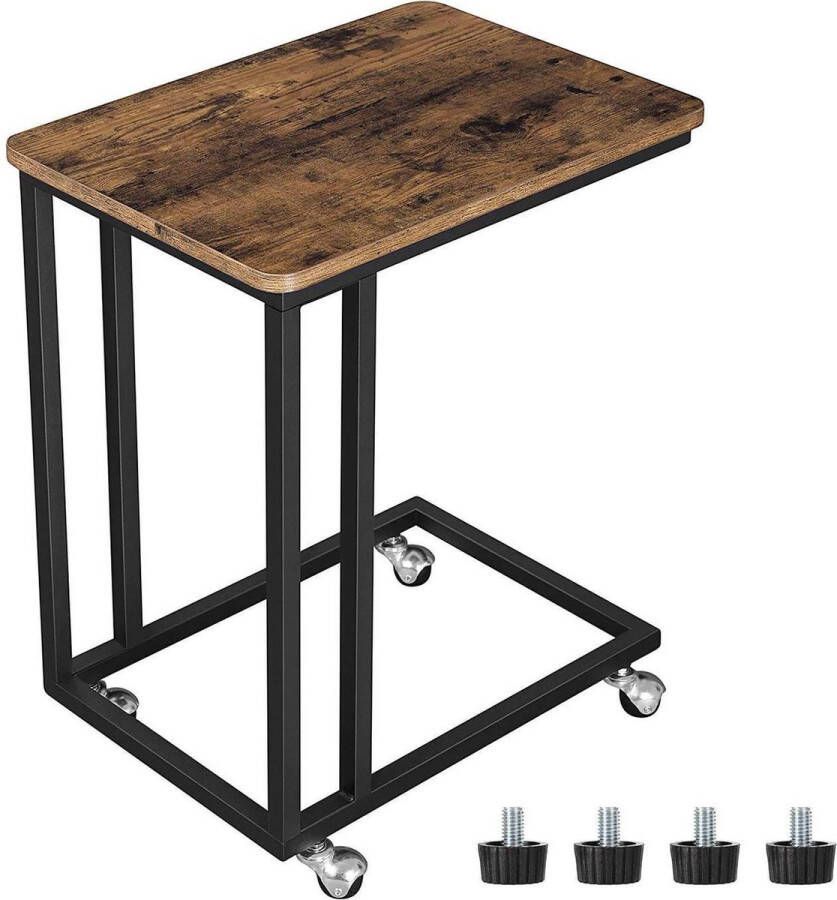 Nancy's Bijzettafel op wielen Bijzettafels Vierkant Industrieel 50 x 35 x 55 cm