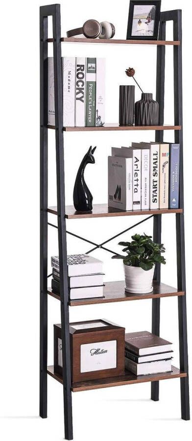 Nancy's Boekenkast Industrieel Boekenstandaard Ladderkast 5 Laags 56 x 34 x 172 cm