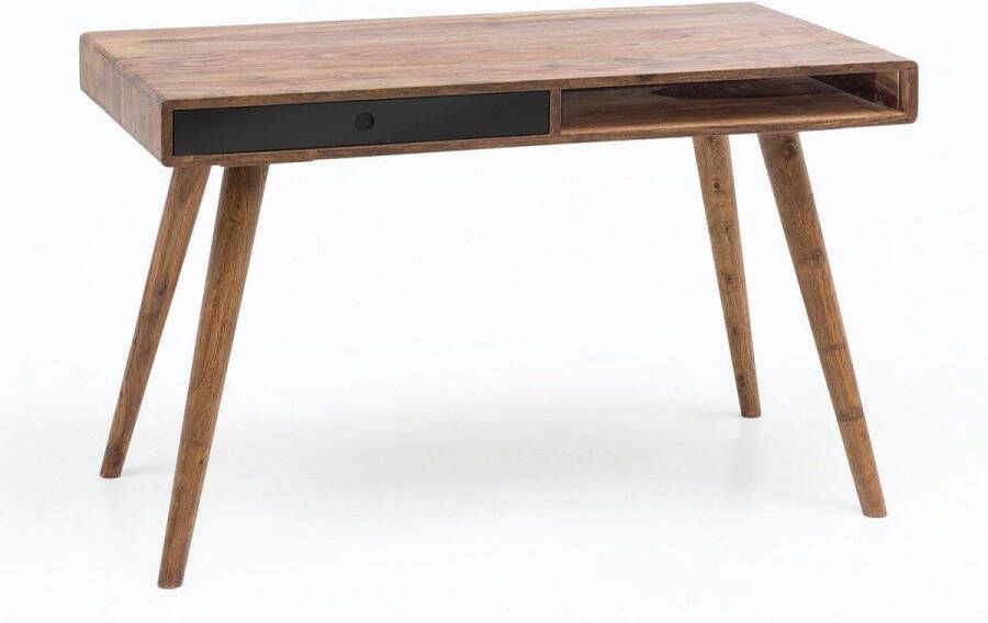 Nancy's Brevard Bureau Kantoortafel Laptoptafel Massief Houten Sheesham Zwart Bruin Wit Lade