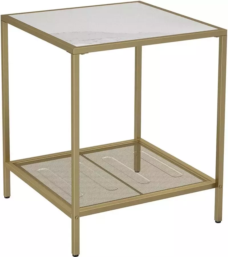 Nancy's Brighton Bijzettafel Rechthoekige Glazen Tafel Goud 45 5 x 45 5 x 55 cm (L x B x H)