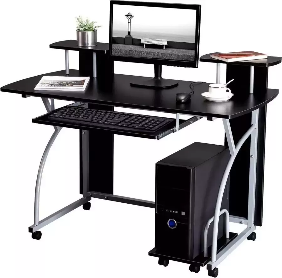 Nancy's Bureau Zwart Computer Bureau Met Wielen Bureaus