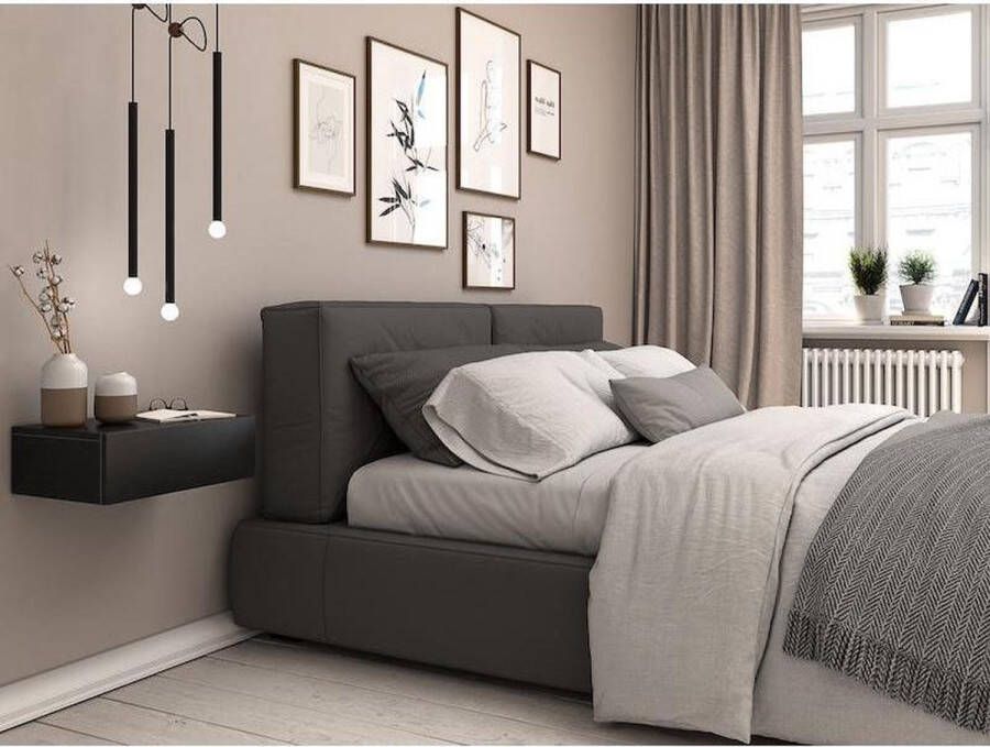 Nancy's Frisco Nachtkastje Zwevend Nachtkastje Lade Opbergruimte Bewerkt Hout Wit Zwart Beige Walnoot 46 x 30 x 15 cm