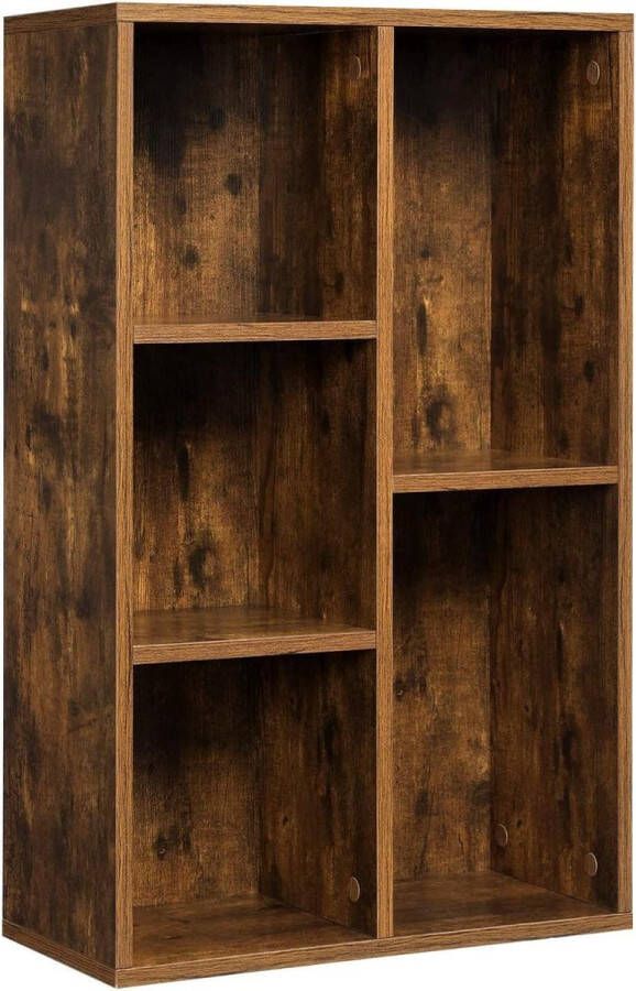 Nancy's Gardinski Boekenkast Opbergkast met 5 Vakken Kasten Hout Bruin 50 x 24 x 80 cm