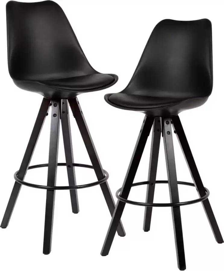Nancy's Gladeview Barkrukken Set van 2 Kunstleer Rugleuning 77cm Zwart Barstoelen Kruk