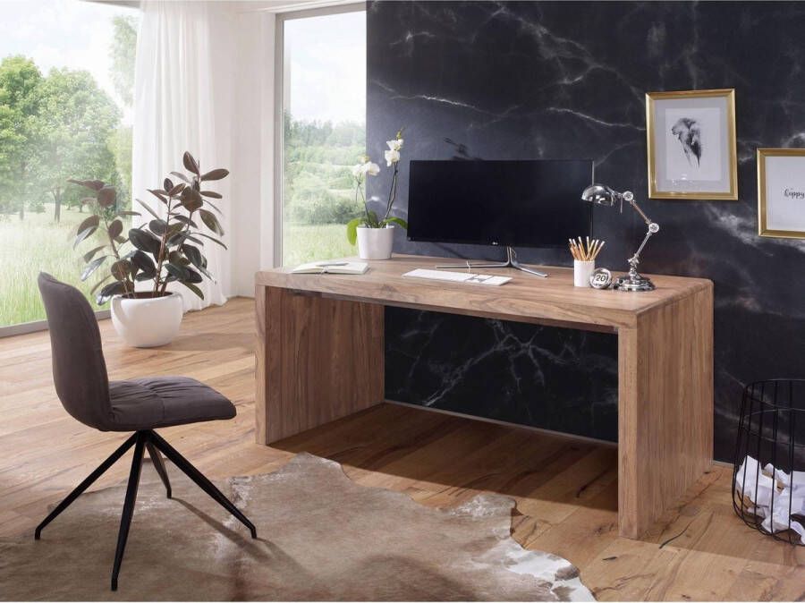 Nancy's Idabel Bureau Werktafel Massief Acacia Hout 140 160 x 80 x 76 cm Kantoortafel Bruin