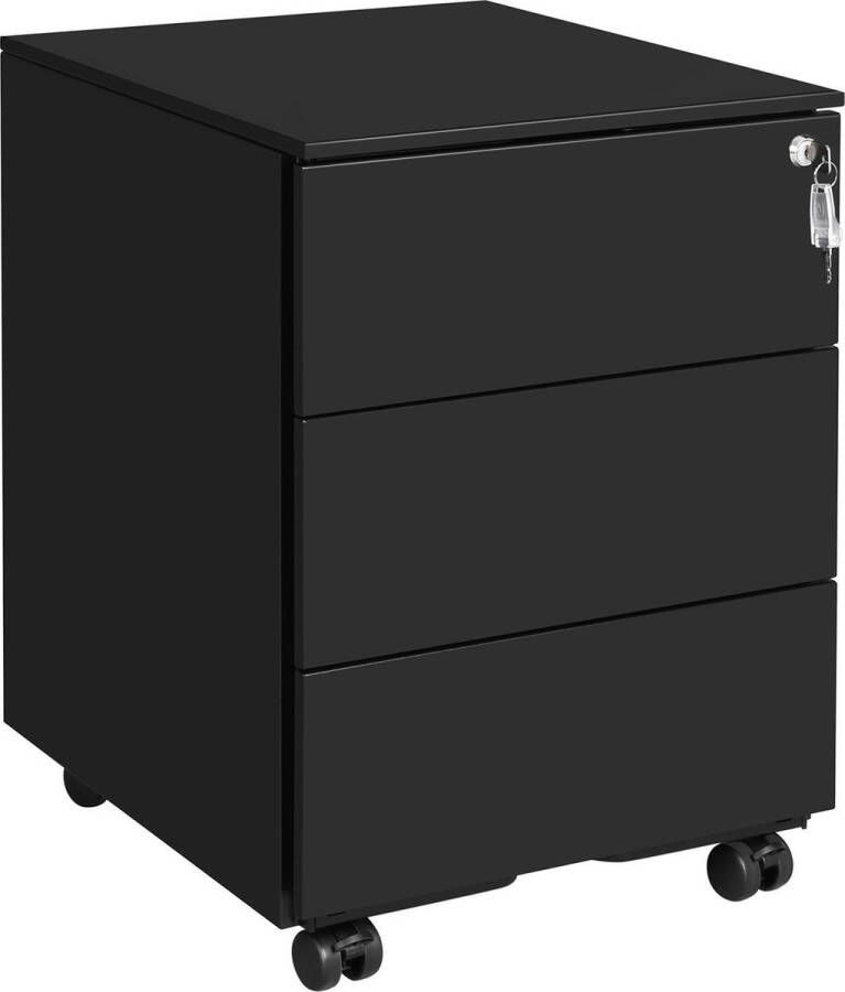 Nancy's b Ladeblok Zwart Ladeblok Bureau Met Slot 3 Lades 55 x 45 x 39 cm