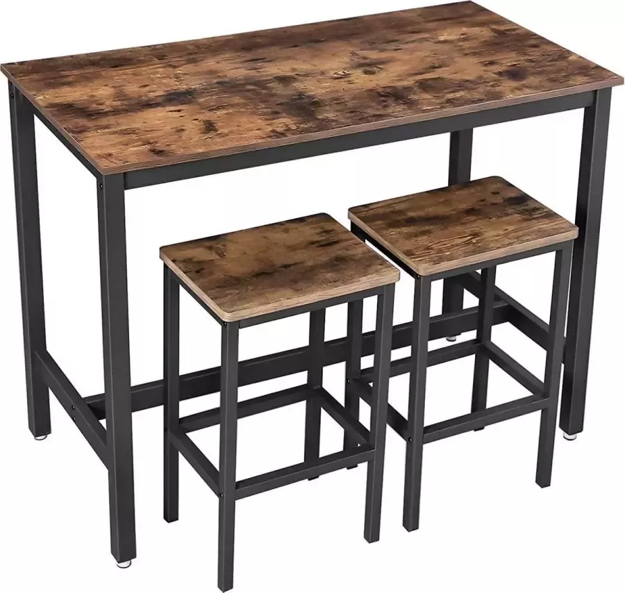 Nancy's Bartafel met Barstoelen Bartafels Hout Industrieel Bruin 120 x 60 x 90 cm