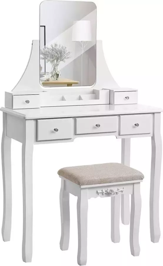 Nancy's Boston Kaptafel – Make up Tafel Voor Vrouwen – Witte Kaptafel Met Spiegel Kaptafels