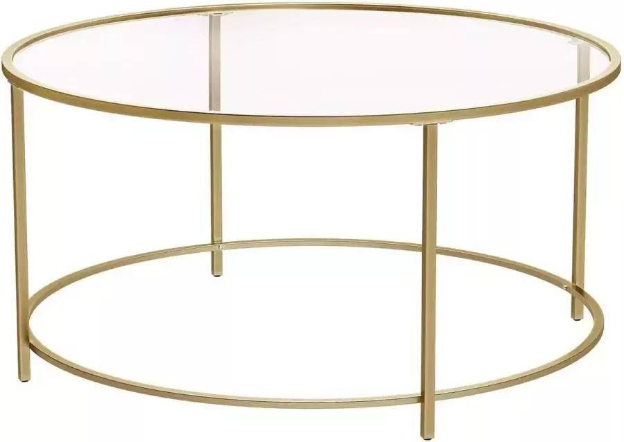 Nancy's Brighton Park Salontafel Ronde Glazen Tafel Gouden Ijzeren Frame Bijzettafel