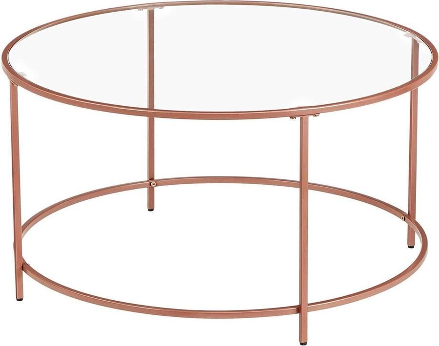 Nancy's Brighton Park Salontafel Ronde Glazen Tafel Ijzeren Frame Bijzettafel Goud Roségoudx
