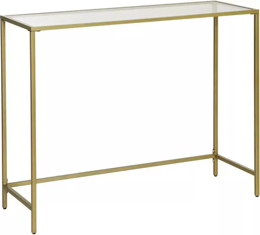 Nancy's Brighton Salontafel Rechthoekige Glazen Tafel Gouden IJzeren Frame Bijzettafel Verstelbare Poten 100 x 35 x 80 cm (L x B x H)