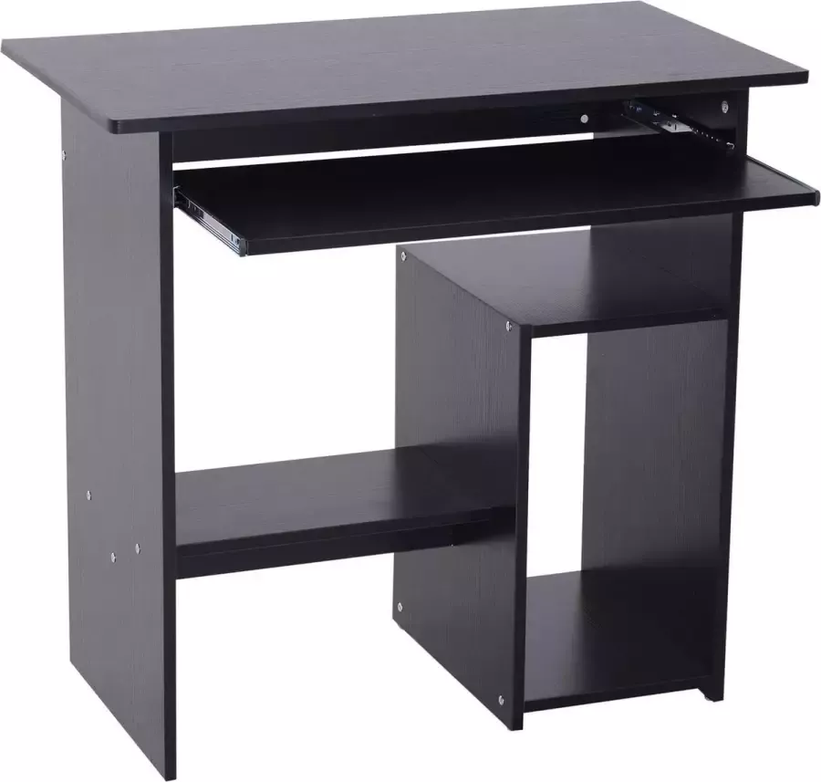 Nancy's Buffalo Bureau Computertafel Uitschuifbaar Tafelblad Kantoortafel PC-Tafel Zwart Wit Bewerkt Hout