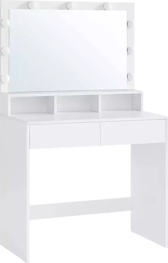 Nancy's Bungays Brook Kaptafel met LED-lampen Make-up Tafel Modern Wit 80 x 40 x 140 cm