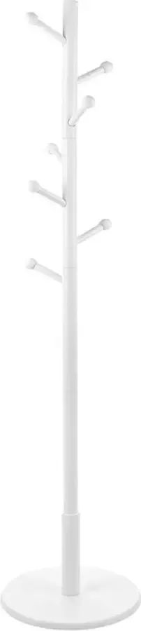 Nancy's Cayuga Kapstok Vrijstaand 7 Haken Afgeronde Haken Massief Rubberhout Wit 38 x 38 x 175 cm