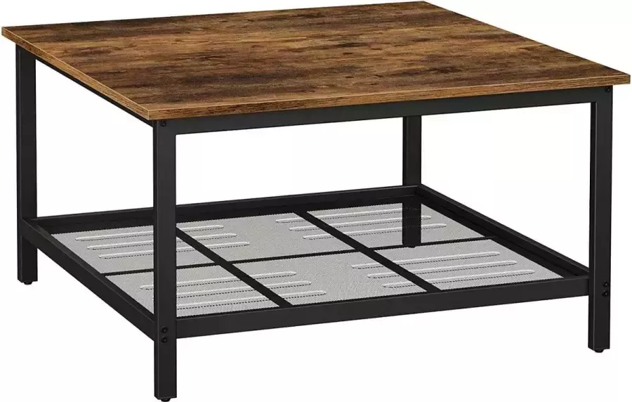 Nancy's Chatham 2 Salontafel Industrieel Vintage Tafel Salontafels Hout Industrieel Bruin Zwart 80 x 80 x 45 cm