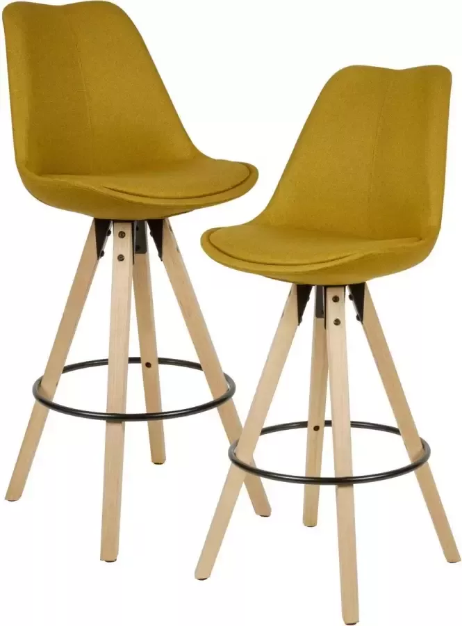 Nancy's Chatham Barkrukken Set van 2 Stof Rugleuning 77cm Kerrie Antraciet Hout Barstoelen Kruk - Foto 2