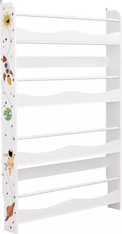 Nancy's Forbes Boekenkast Voor Kinderen 4 Planken Kinderkamer Boekenplank Wit MDF Metaal 80 x 11 5 x 118 8 cm