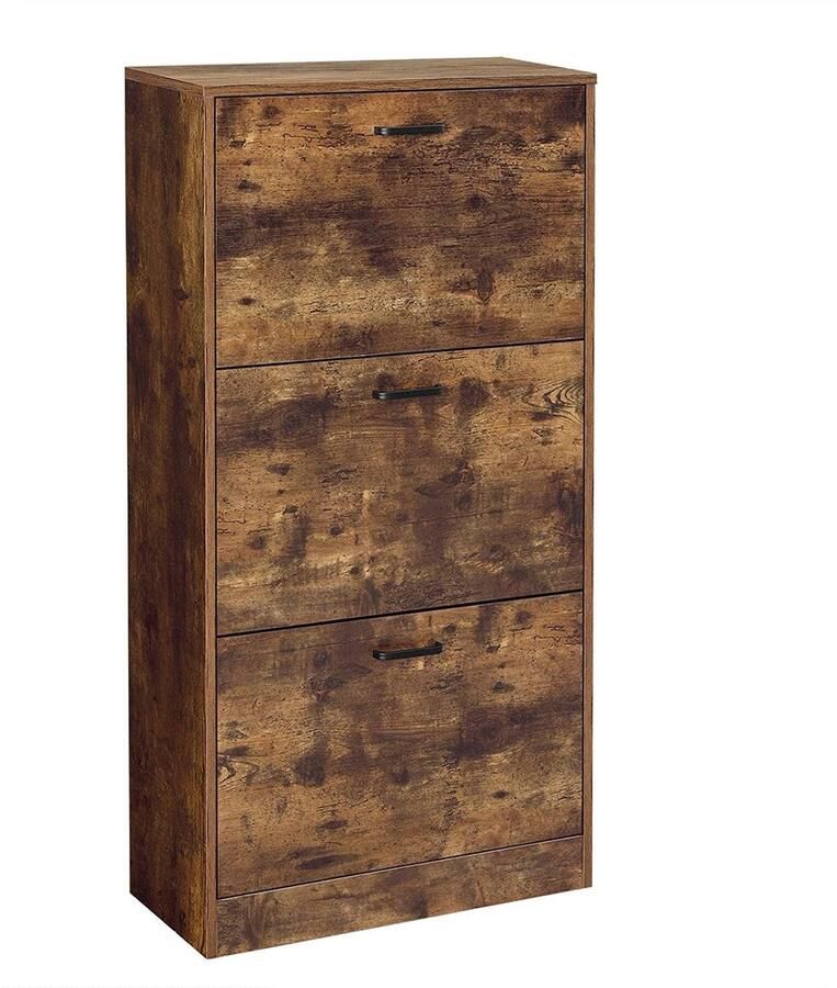 Nancy's Forks Schoenenkast Organizer 3 Klapdeuren Bruin Bewerkt Hout 60 x 24 x 120 cm